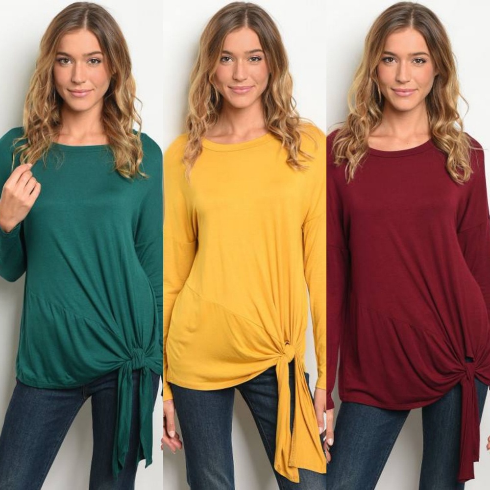 Super Soft Front Tie Tunic Top (Emerald Green) - Picture 11 of 11